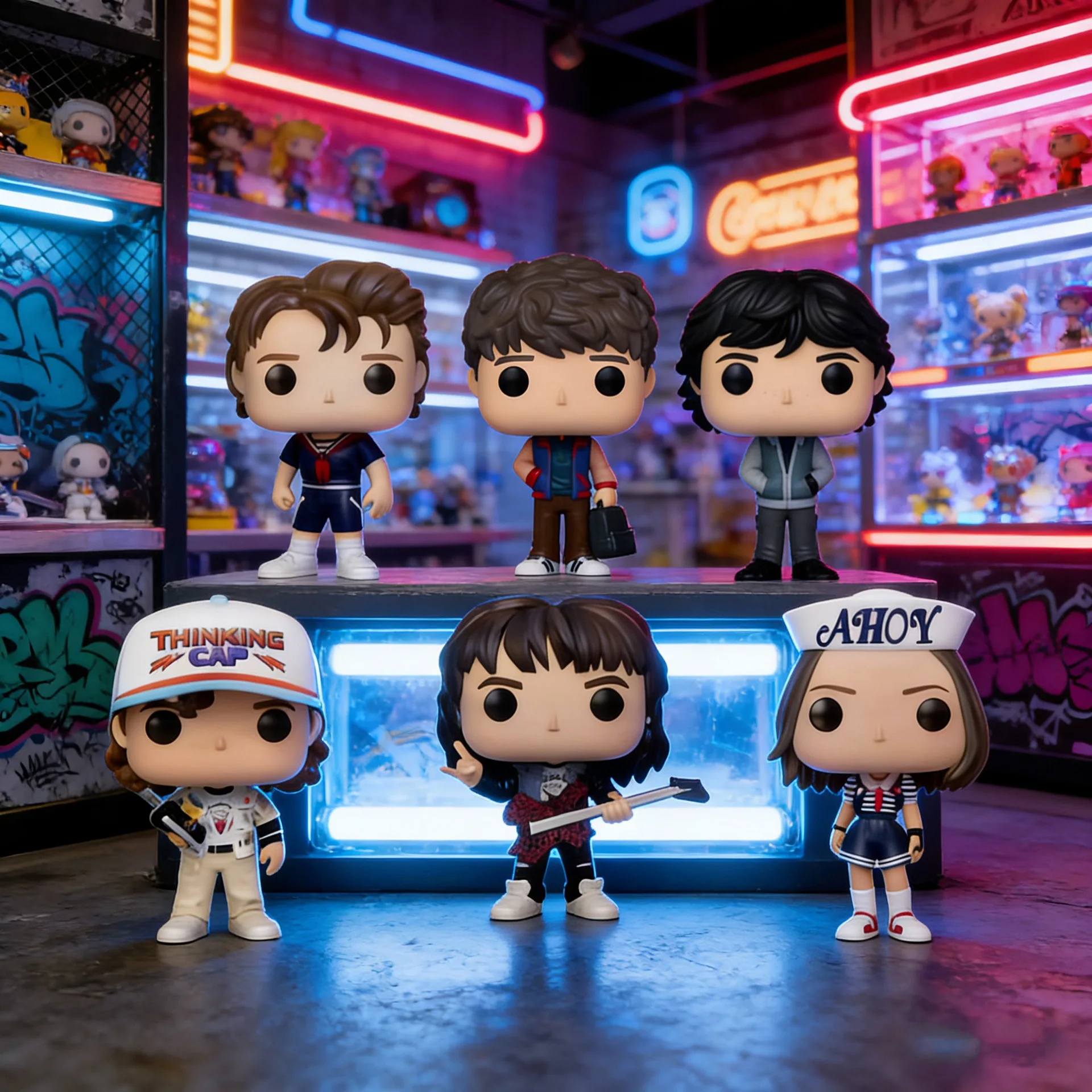 Funko Pop Stranger Things Steve Robbing Dustin Eddie Figuras de acción Juguete para colección