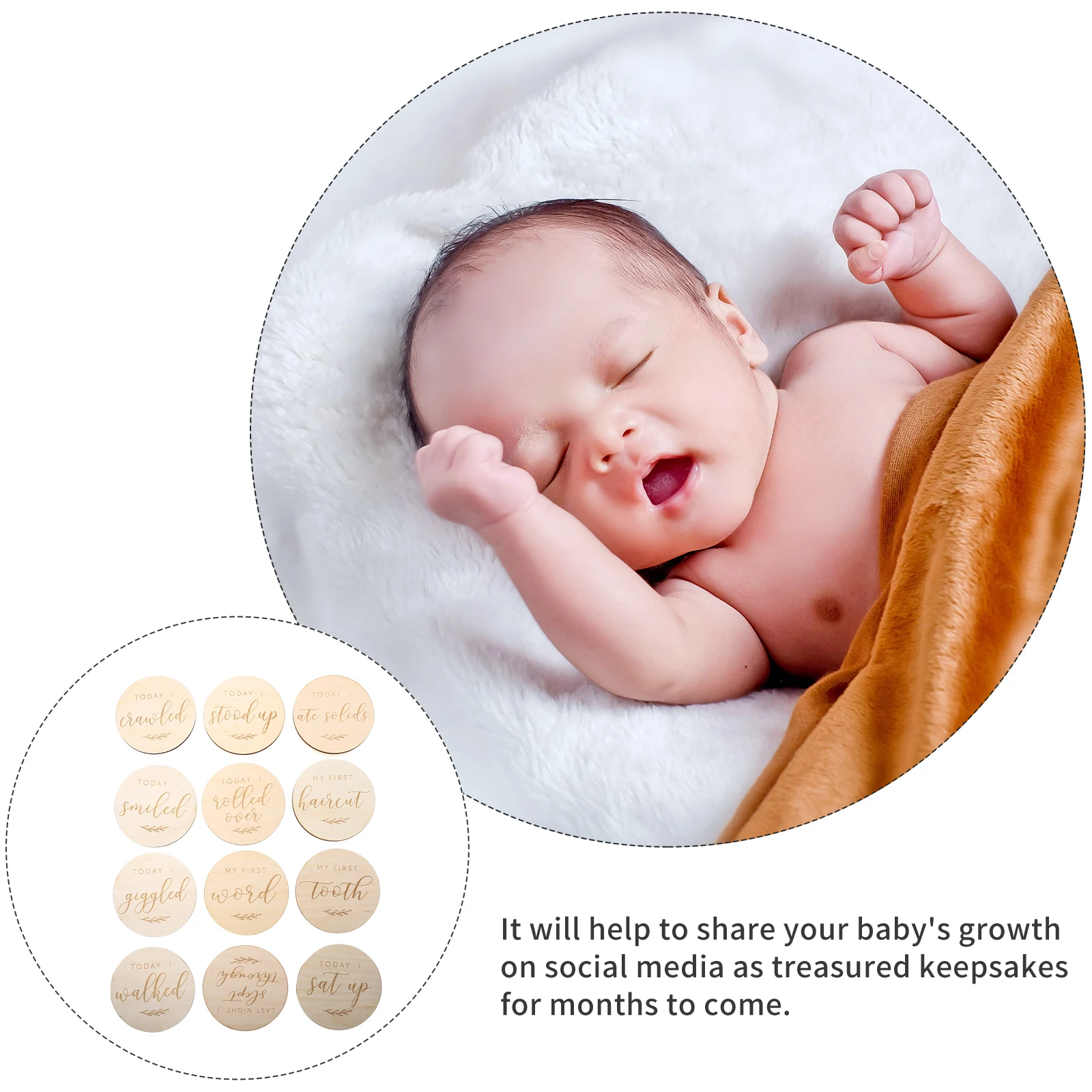 

12 Pcs The Sign Wooden Commemorative Card Newborn Essentials for Baby Growth Cards