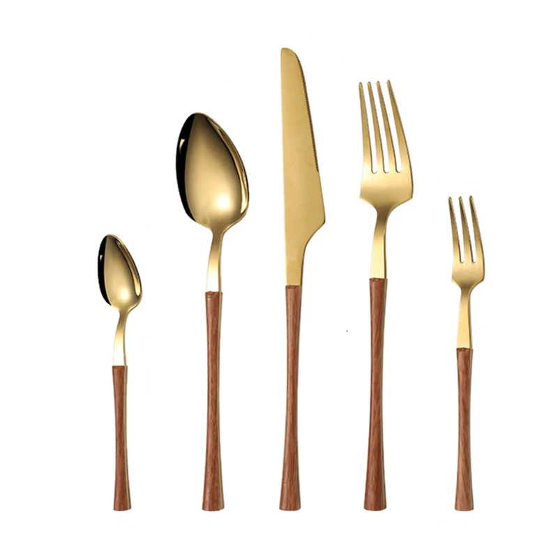 

Stainless Steel Cutlery Set, Marble, Wooden, Golden Tableware, Knifes, Fork, Spoon, Luxury, Complete Kitchen Utensils