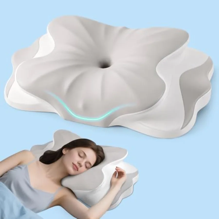 

Cervical Neck Pillow - Neck Support Pillows for Sleeping Contour Memory Foam Pillows for Side Back and Stomach Sleepers Ergonom