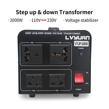 3000W 110V 220V Transformer Voltage Step Up/Step Down Supply Voltage Changer with EU/US/AU Standard Plug and Socket