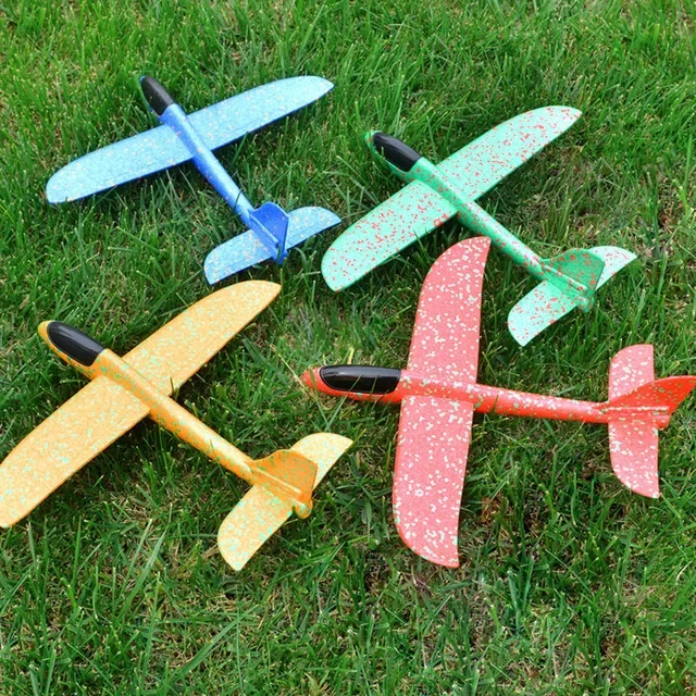 4pcs/set 48CM with LED Light Hand Throw Flying Glider 6 Colour Foam Plane Children Model Glider Free Fly Airplane Toys Kids