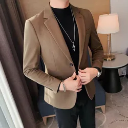 CL1017 woolen men's high-grade spring and autumn business casual tops solid color loose versatile groom suit