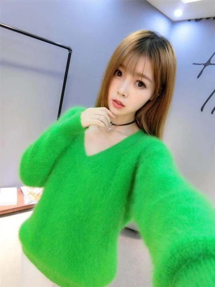 Faionable Waterproof Mink Knitted Sweater Women's Autumn Winter New Arrival Warm Student Sle Versatile Top Trendy Commute...