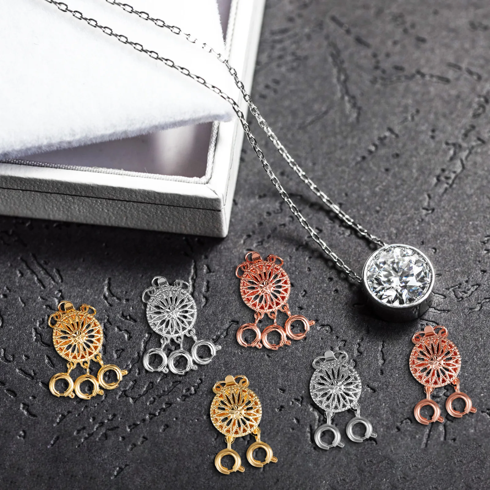 

6Pcs Metal Necklace Clasp Classic Style Multi Use Connector for 2 3 Layered Necklaces Tangle Proof Jewelry Craft