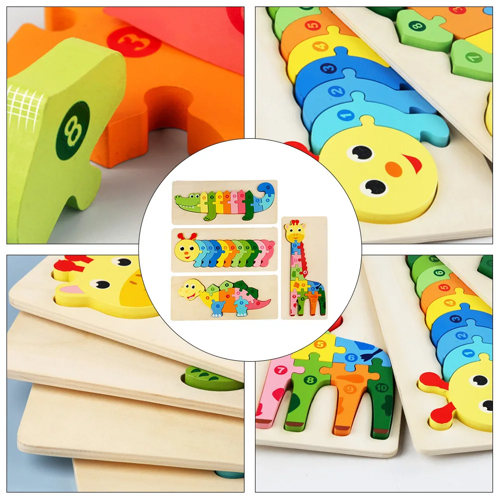 

1Pcs Wood Animal Puzzle Jigsaw for Children Lovely Caterpillar Dinosaur Early Learning Educational Game Hand Eye Coordination
