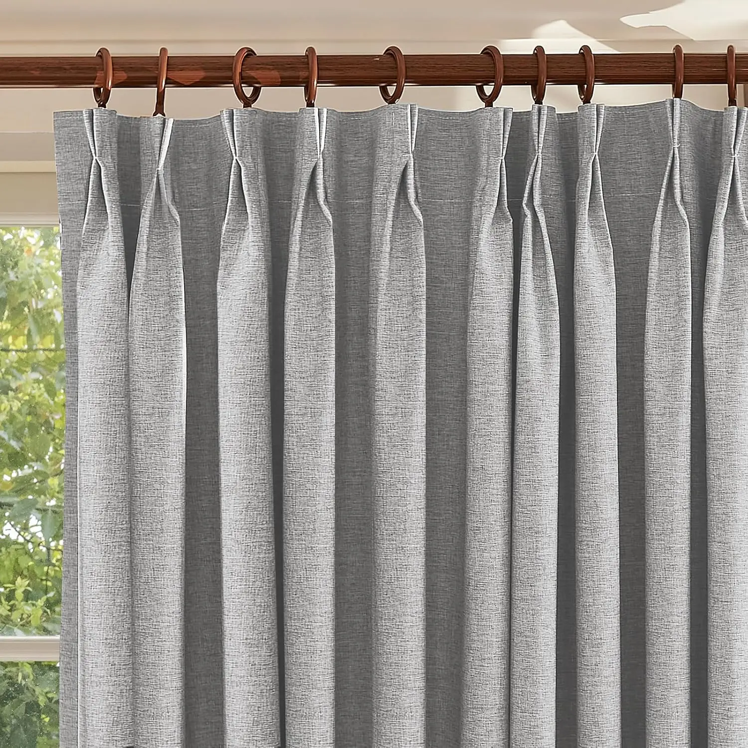 Double Pleated 100% Blackout Curtains for Bedroom/Living Room Blackout Curtains 96 Inches Long, Energy Saving Window Treatment