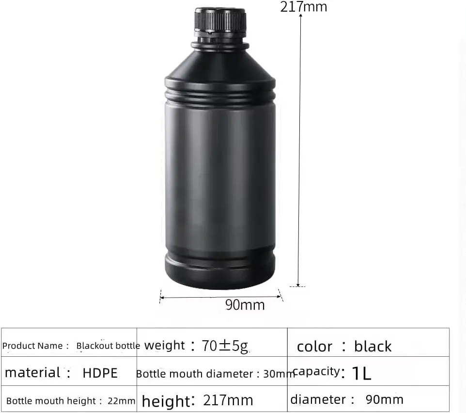 3X 1000ml Darkroom Chemical Storage Bottle Liquid Container Film Processing Equipment Printing Photosensitive UV Resin LCD/DLP S