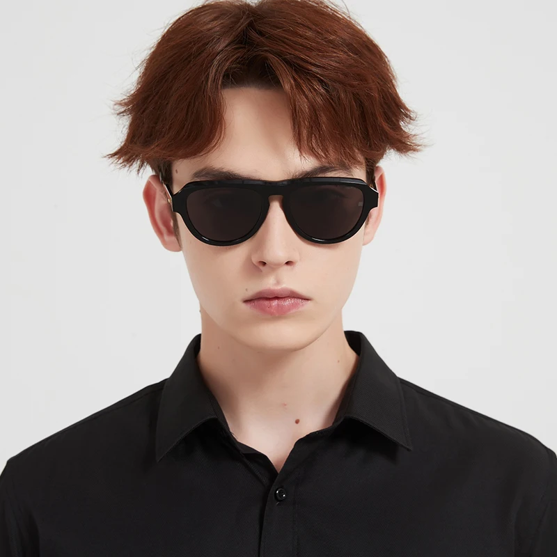 Street Fashion Oval Pilot Sunglasses 2024 Classic LSA-706 INS Style Unisex Sunnies Hand Made Striped Brown Acetate Solar Glasses