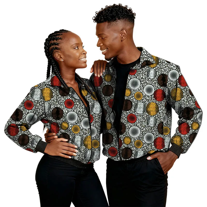 سترات زوجين مطبوعة أفريقية ملابس مخصصة للرجال/النساء بازان الثراء نمط عرقي سستة منفذها سترة ملابس الشارع الشهير غير رسمية