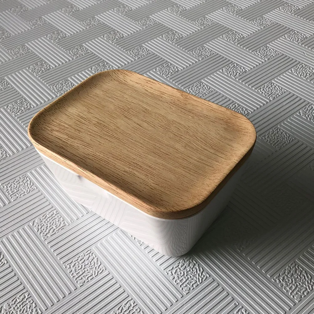 

Multifunction Kitchen Storage Box Sealed Crisper Wooden Lid Butter Container for Home Restaurant (250ml)