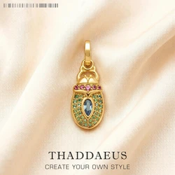 Colgante de oro Scarab Sun Beetle para mujer y niña, joyería Vintage de Plata de Ley 925, accesorios de bisutería europea, regalo nuevo