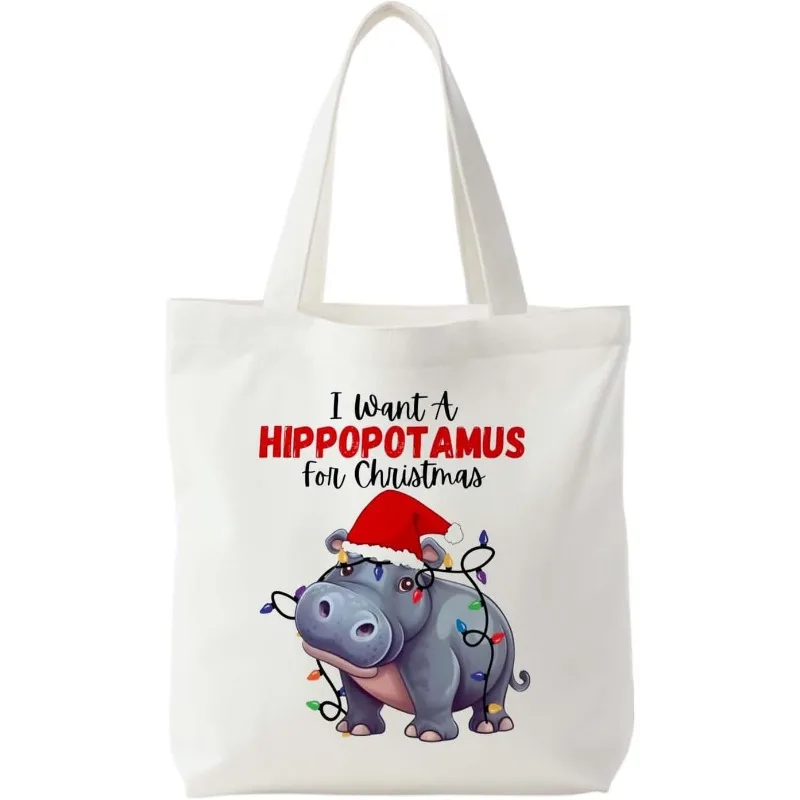 

Hippopotamus Tote Bag Cartoon Shopper Handbag Fashion Canvas for Women Girls Graphic Shopper Climbing Hippopotamus Tote Bag