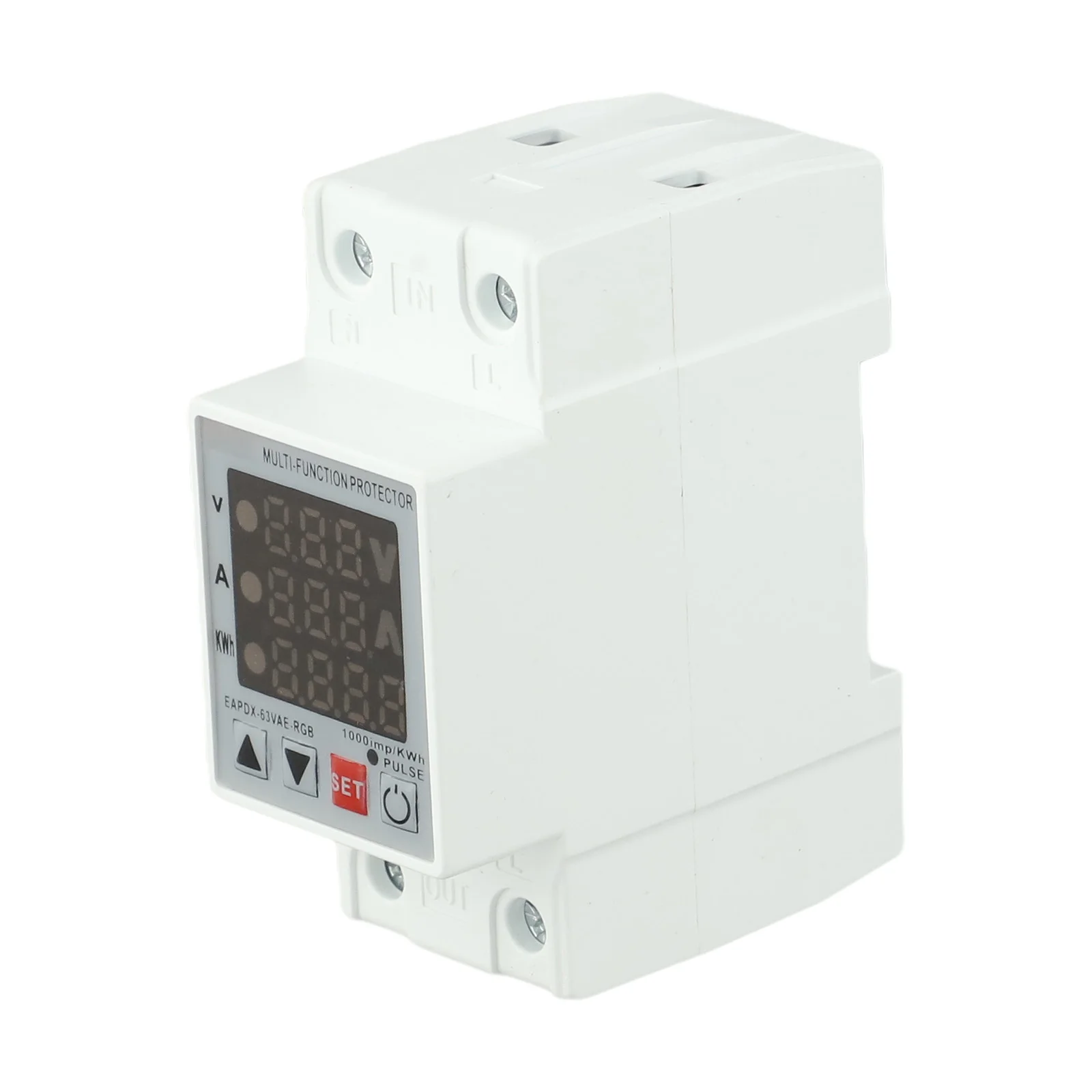 Professional Grade Protective Relay Adjustable Over Voltage and Current Device on Din Rail Rated for Use at 63A and 230V