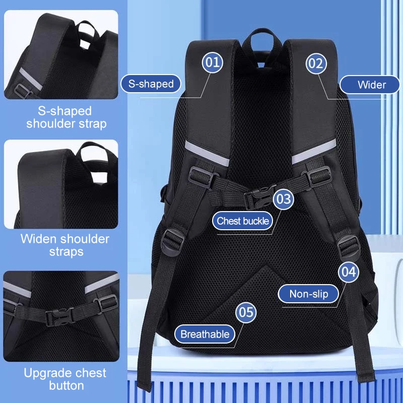 Primary School Bag Kids Bag Secondary School lightweight boys backpack Simple and fashionable large capacity bag