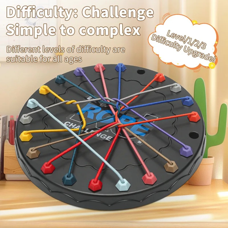 

A rope untying challenge tabletop game. Parent-child interactive games. Children's rope game. Gifts for children.