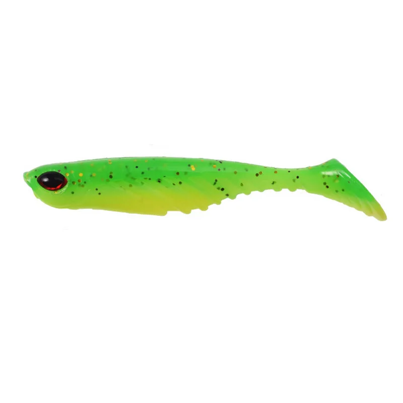 5 pièces yeux 3D ​   Silicone T queue poisson souple Lure7cm 2.8g gabarits Wobblers matériel de pêche appât en caoutchouc artificiel pour bar brochet truite