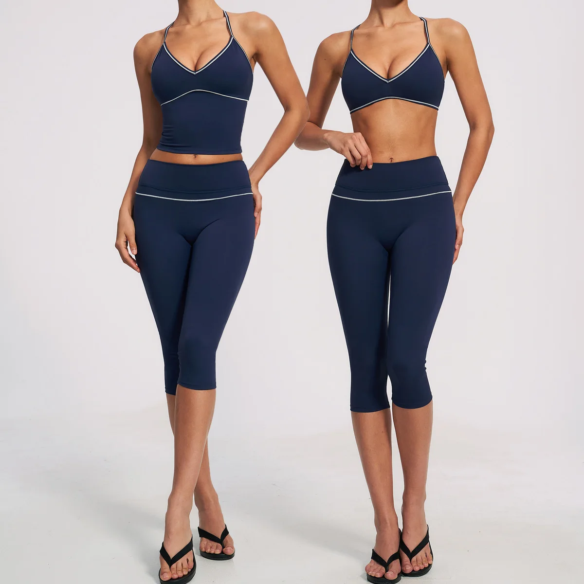 Yoga Suit 2PCS Set Women Tracksuit Sports Bra High Waist Capris Legging Outfit Gym Fitness Workout Clothes Push Up Sportswear