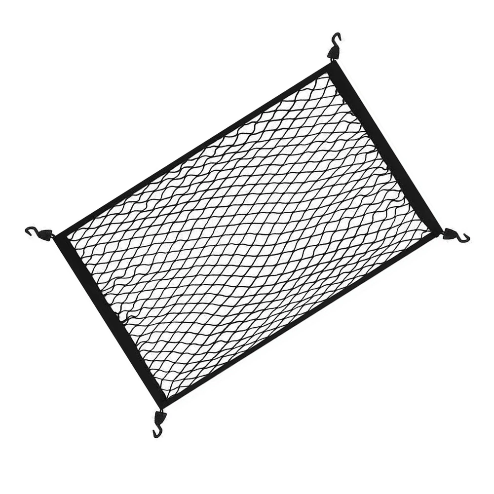 Dual Elastic Nylon Cargo Net for Vehicle Trunk to Maintain Order and Reduce Clutter Among Luggage and Supplies