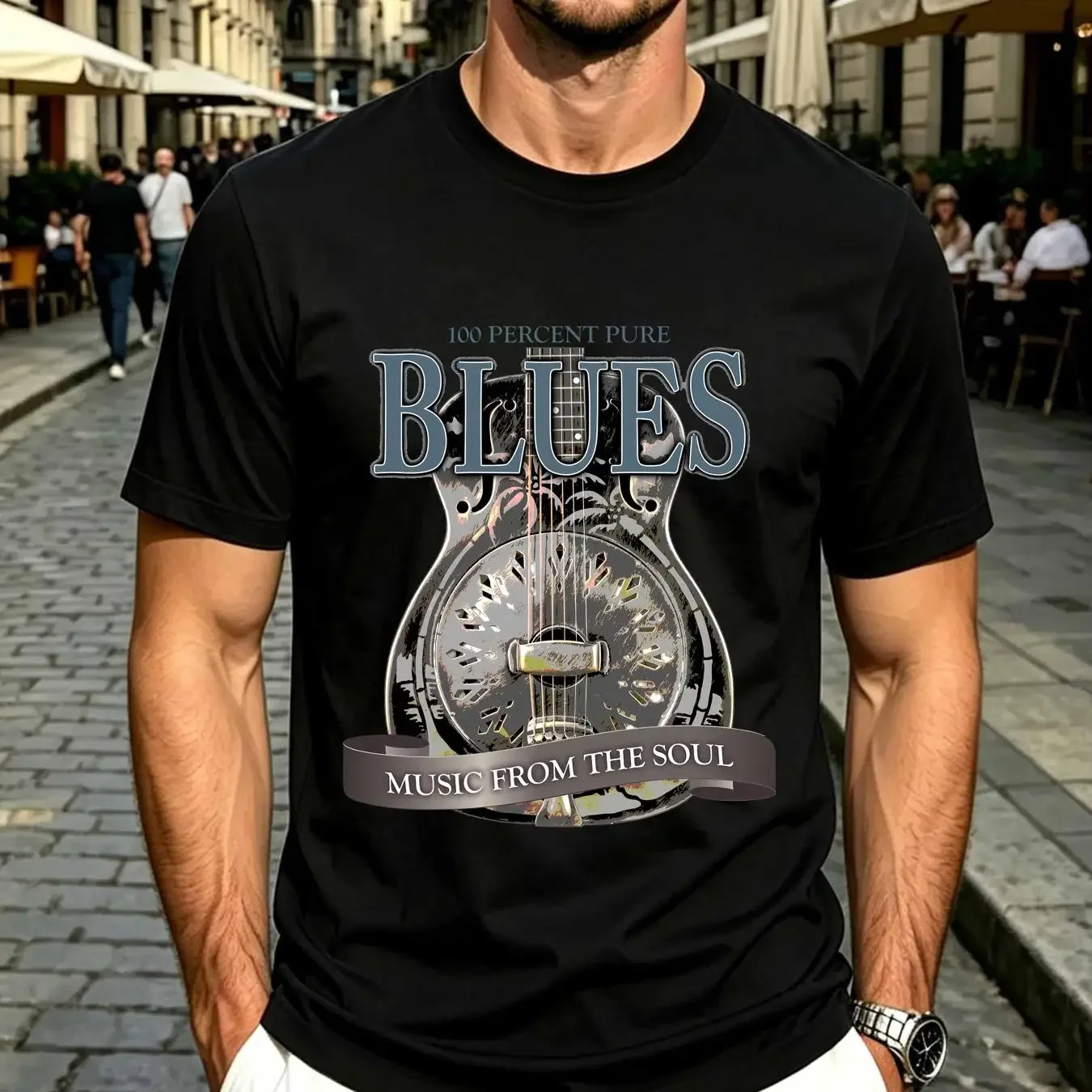 washed T Shirt CafePress Blues Music From The Soul Vintage Light 830091496 long or short sleeves vintage Washed Unisex Casual