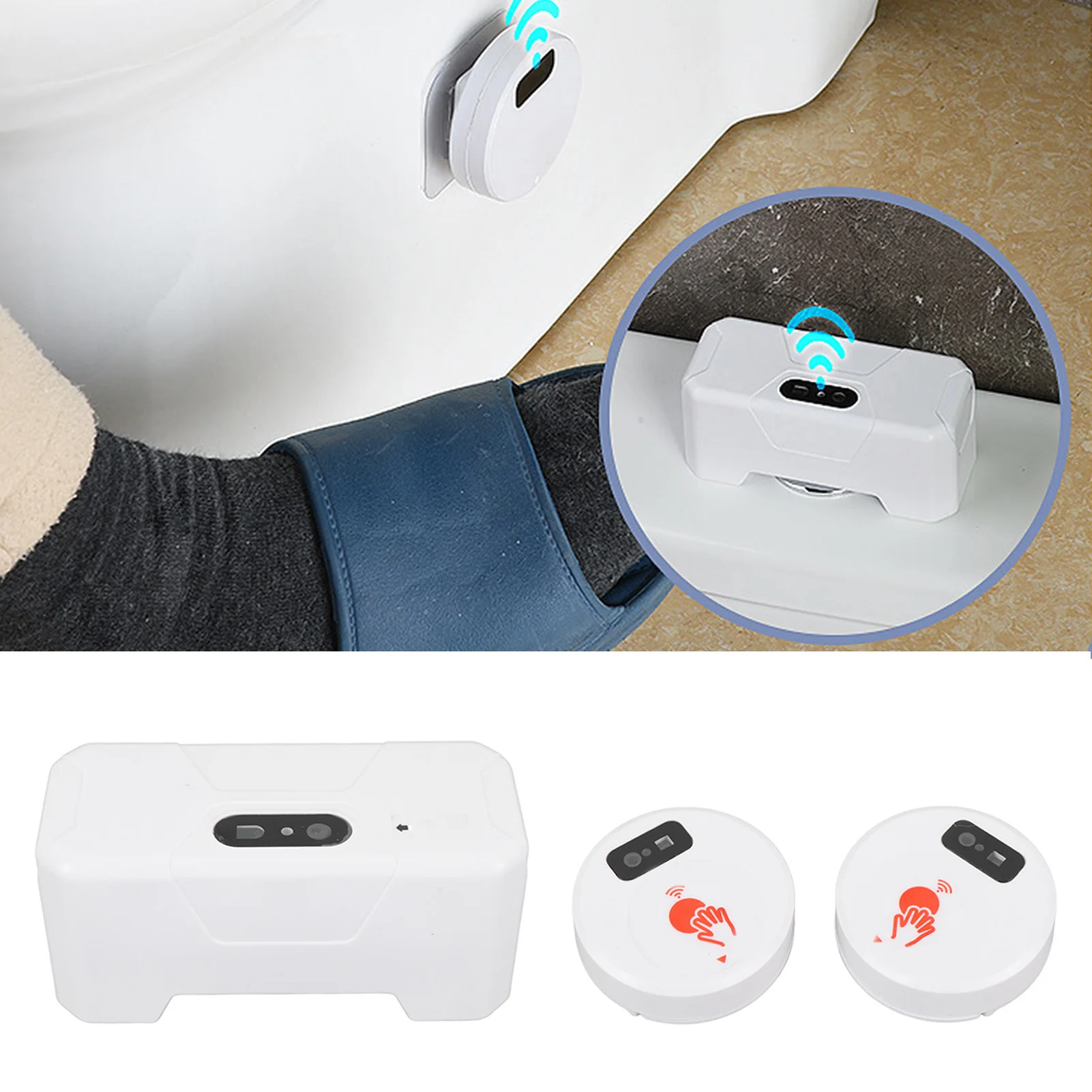 ZK40 Electric Toilet Sensor Flush Kit with 2 Sensors 1800mAh Push Type Flush Automatic Touchless External Sensor Toilet Flusher