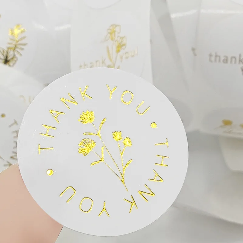100-500Pcs 1Inch/2.5CM Golden Thank You Stickers For Gift Card Box Package Party Wrapping Decorate Baking Food Small Business