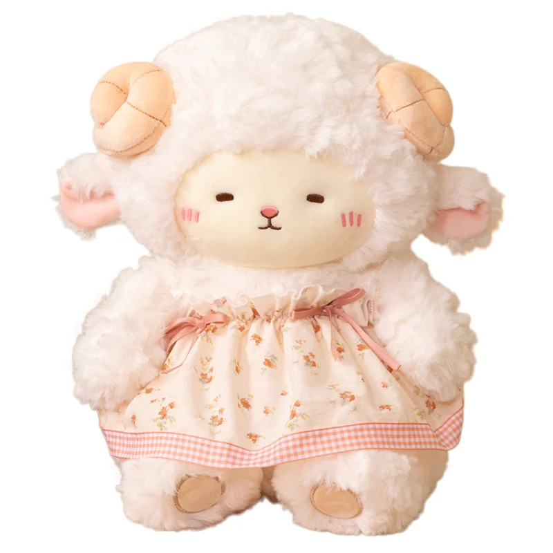 

Cute Lamb Plush Toy Stuffed Animal Soft Sheep Doll with Dress Popcorn Outfit Kawaii Sheep Plushie for Kids Birthday Gift