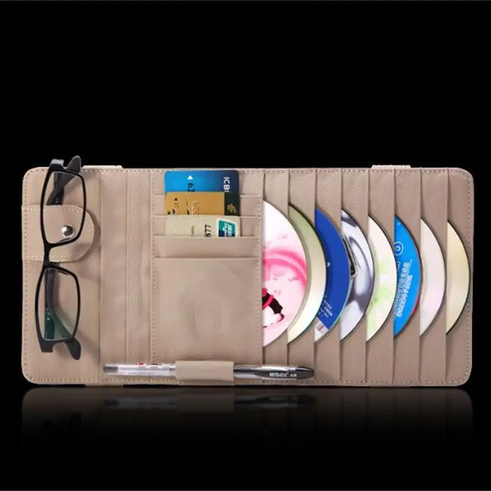 

Универсальные автомобильные очки, портативный кожаный солнцезащитный козырек, солнцезащитный козырек, 8-дисковый чехол для DVD-дисков, сумка для хранения автомобильных мультимедиа, компакт-дисков