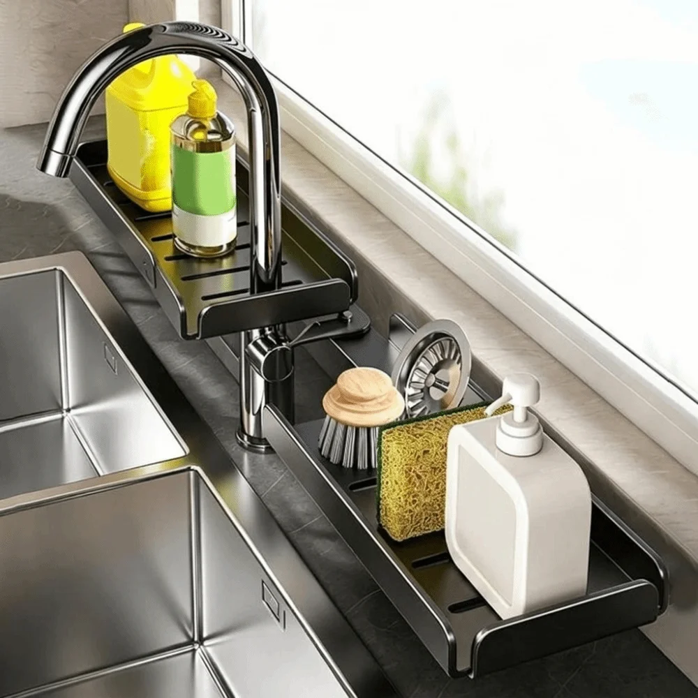 Carbon Steel Folding Bathroom Storage Rack U Shape Quick Drainage Bathroom Sink Shelf Rustproof Large Capacity