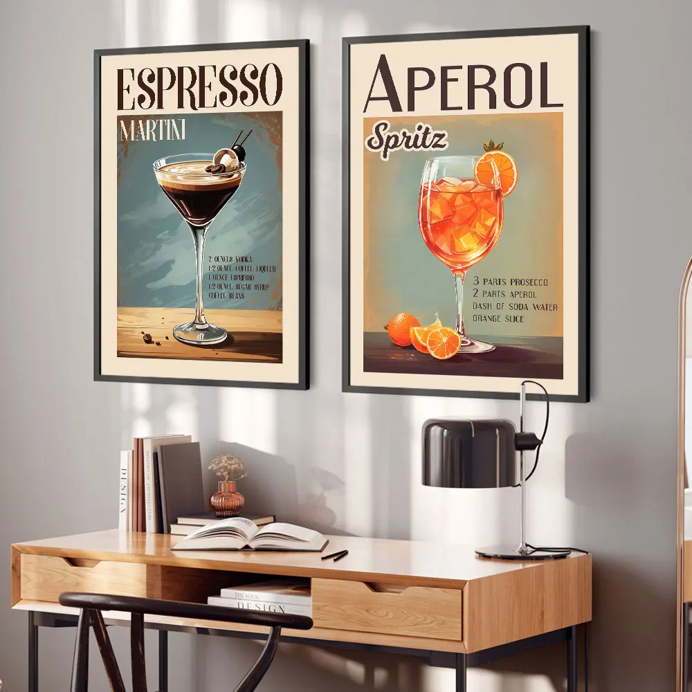 Trendy Espresso Martini Cocktail Vintage Posters Canvas Painting Print Room Home Kitchen Bar Cafe Room Wall Decor