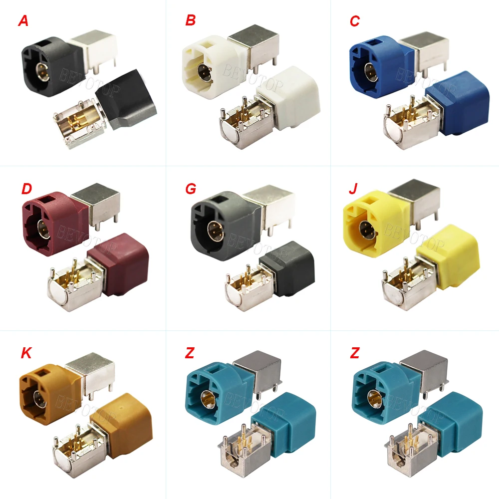 10Pcs/Lot HSD LVDS 4 Pin Male Connector Set A/B/C/D/G/J/K/Z 90 Degree PCB Mount for Car Camera Display Satellite Radio Adapter