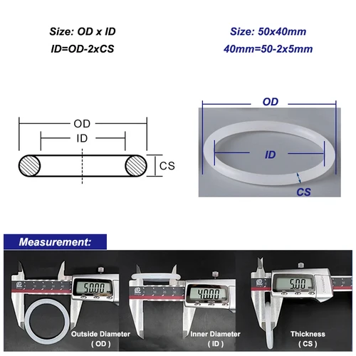 Imagen 2 del producto Junta tórica de silicona blanca VMQ, 10/50 Uds., 2mm OD 5 ~ 100mm, arandela de sellado de calidad alimentaria, juntas tóricas de silicona de goma aisladas impermeables