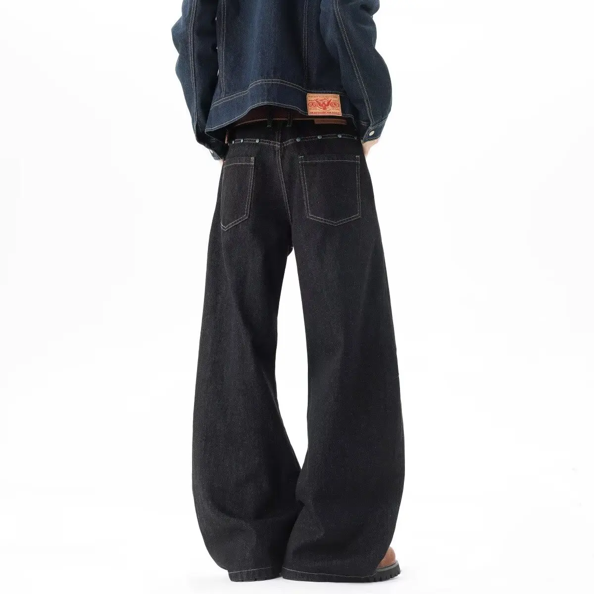 2025 Ropa Y2K New Fashion Multi Pockets Cleanfit Black Baggy Jeans Pants Men Clothing Straight Casual Denim Trousers Moda Hombre
