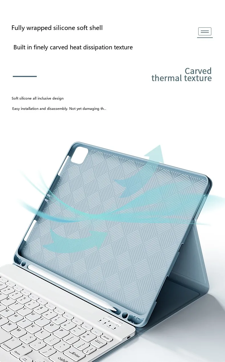 iPad-Tastaturhülle mit Bluetooth-Tastatur und Maus, kabellose Folio-Hülle für 10,9, 11 und 12,9 Zoll – Detail 11