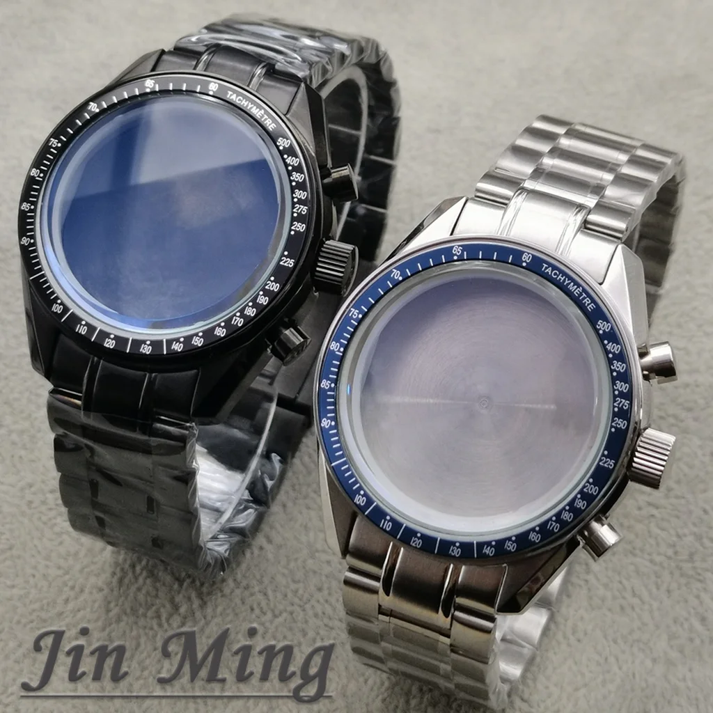 39.7mm Men's Metal Moon Back Cover Watch Case Compatible With VK63 Movement 20mm Strap Watch Accessories Including Watch Box