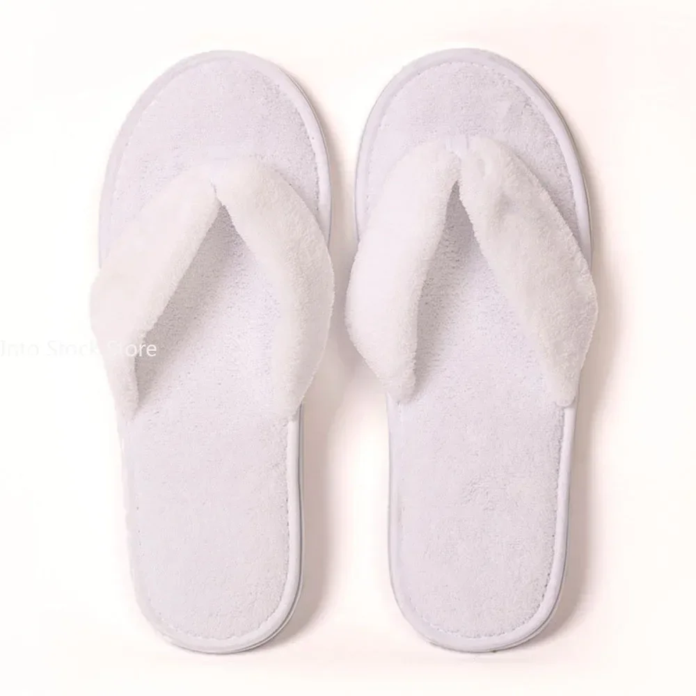 Soft Winter Hotel Slippers Men Women Travel Disposable Cotton Flip-Flops Home Hospitality Soft SPA Guest Slides