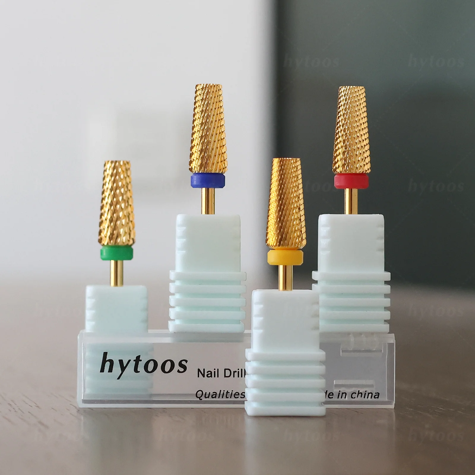 HYTOOS Gold konische 5-in-1-Nagelbohrer mit flacher Oberseite, Hartmetall-Nagelbohrer, zum Entfernen von Gel, elektrische Bohrmaschinen, Feile, Maniküre-Zubehör, Werkzeuge – Detail 6