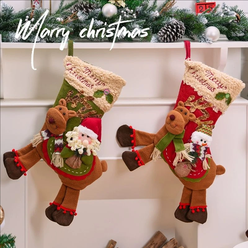 

Christmas Large Boots Christmas Tree Decorations Candy Bag Santa Claus Elk Snowman Christmas Sock Home Decor Ornaments Gift