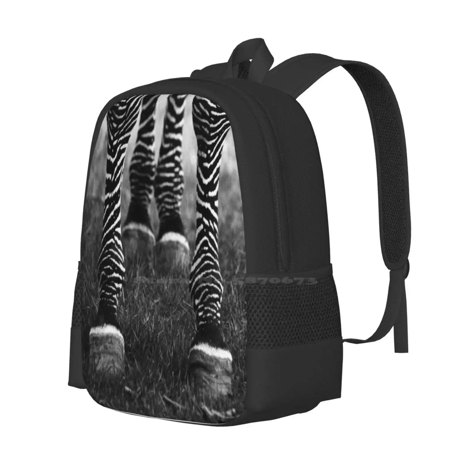 Zeb Legs Pattern Design Bag Student's Backpack White Black Bw Stripes Zoo Zebra