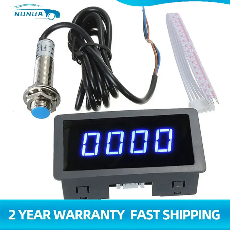 DC 8-15V Tachometer Frequency Table 4 Digital Blue Automatic LED Tach RPM Speed Meter With Hall Proximity Switch Sensor NPN