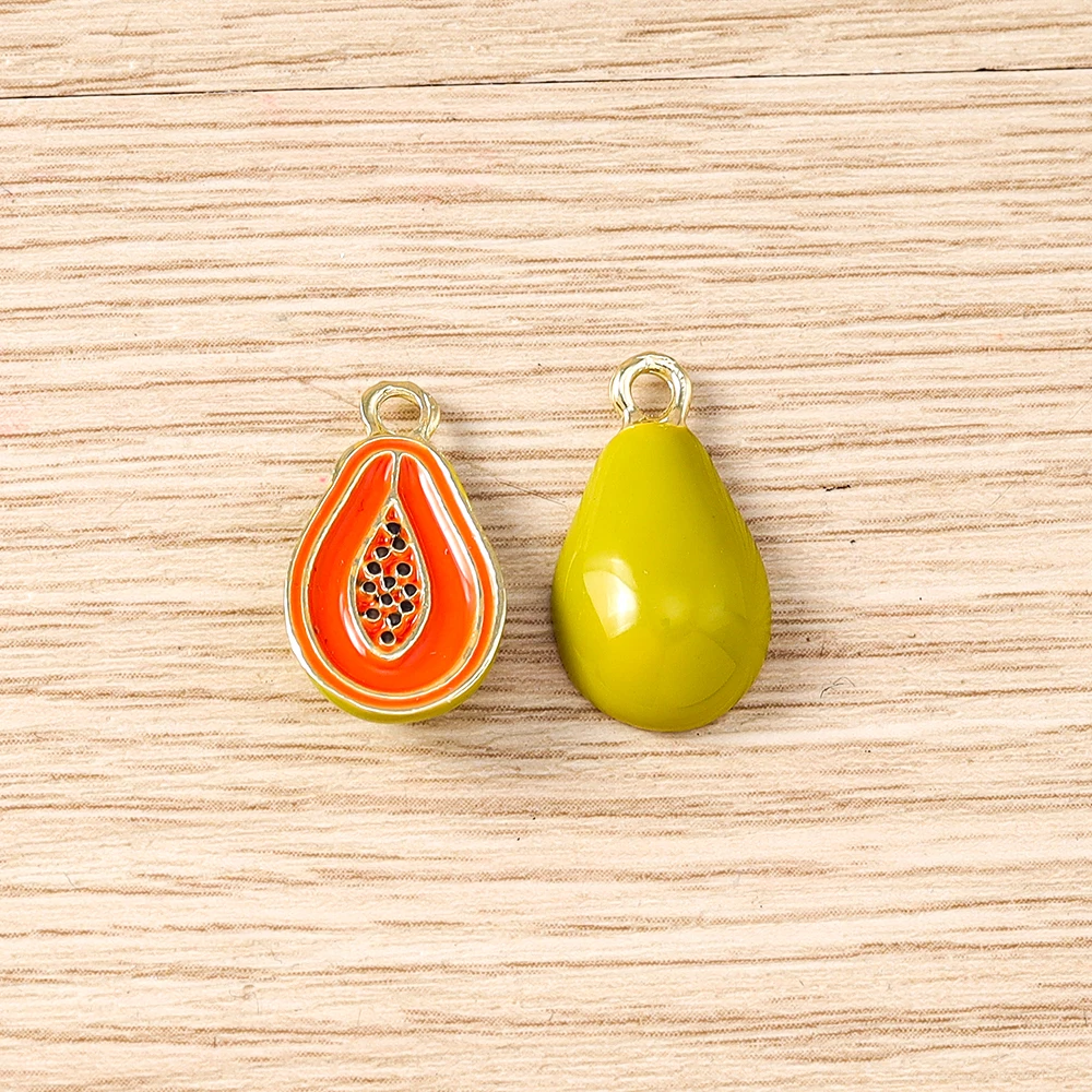 Tusember 5 Stück niedliche Frucht-Anhänger, Apfel, Zitrone, Mango, Kirsche, Ananas, Erdbeere, Charm-Perlen, passend für Original-Armbänder, DIY-Schmuck – Detail 11