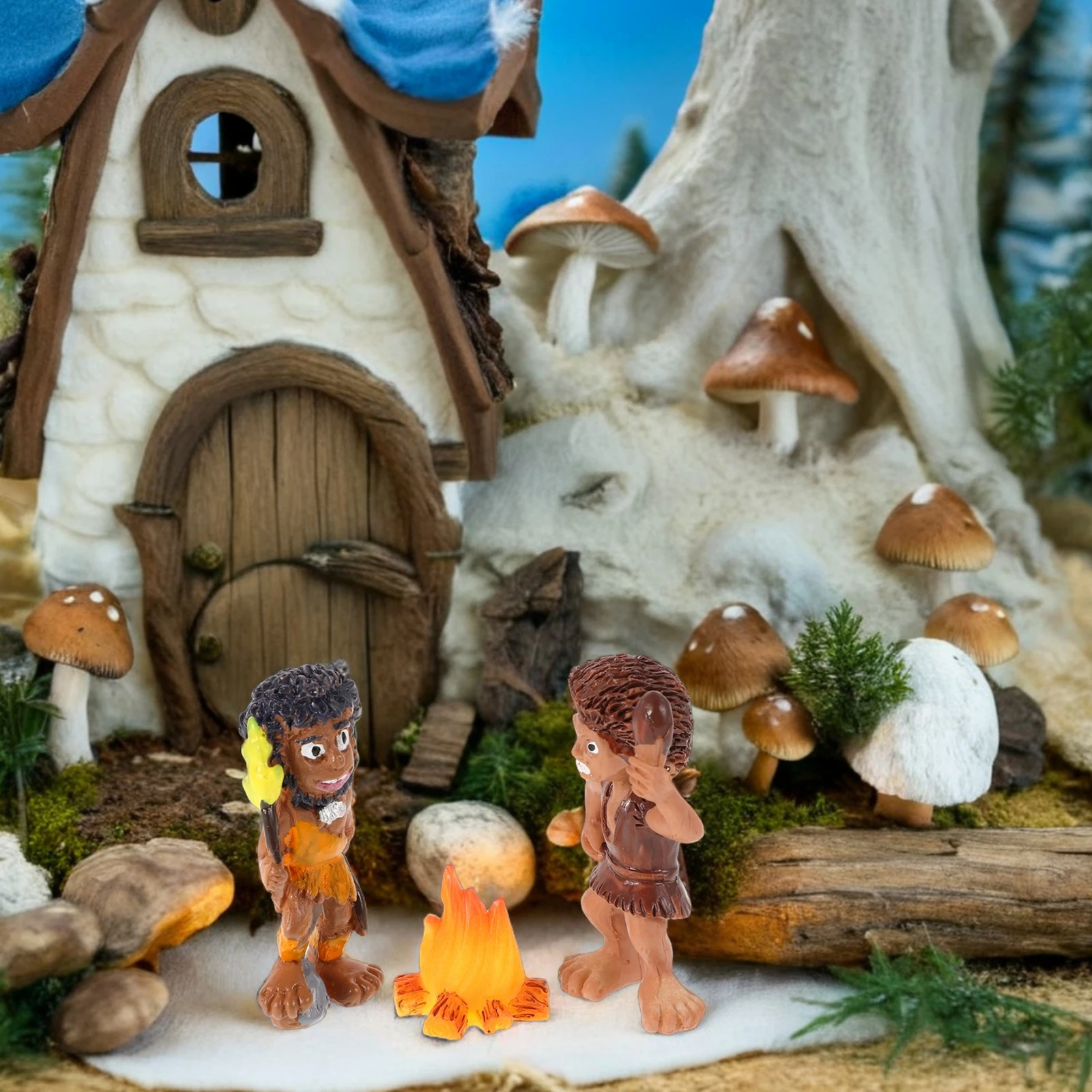 

3pcs Micro Landscape Resin Figurines Desk Ornaments Home Accessories Mini Campfire Scene Dollhouse Model Tiny