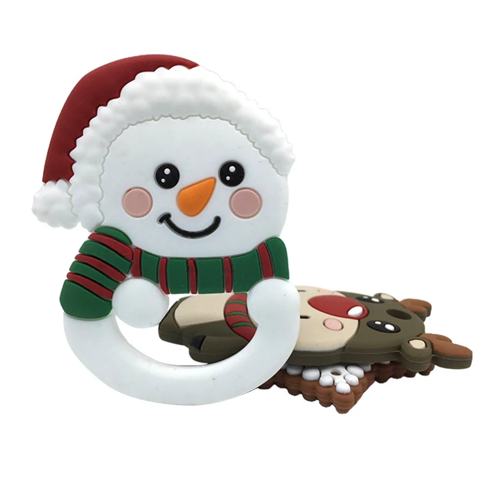 

2Pcs Xmas Silicone Baby Molar Rod Teether Chew Stick Teeth Grinding Safe Gift Xmas Molar Rod Christmas Themed Teether