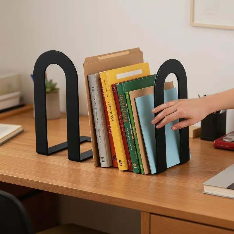 Elegant L-shaped Iron Bookends 1 Pair Rust-resistant for Long-lasting Use in Home Office