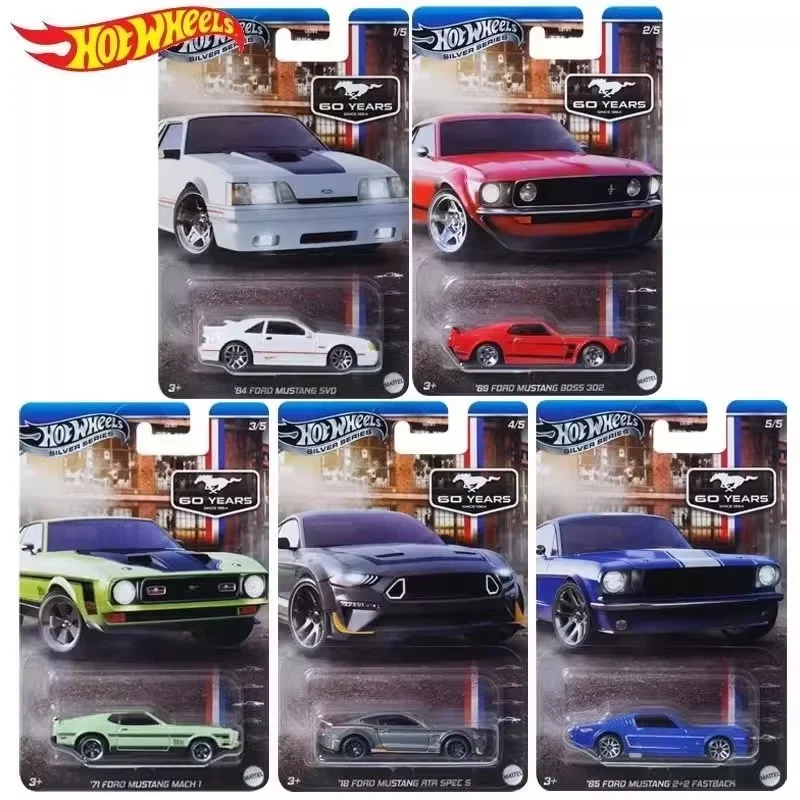 Hot Wheels 60 Anniversary Sliver Series Grt01 Ford Mustang Set Car 1/64 Model Simulation Cars Model Vehicle Fans Holiday Gift
