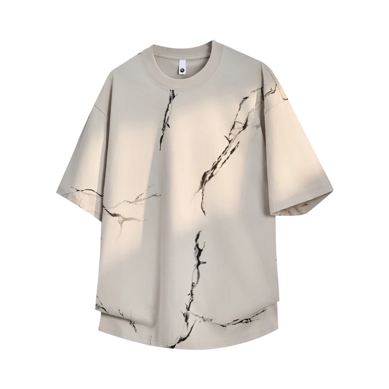 Classic T Shirt For Man Oriental Pattern Simple Style Breathable Fabric Daily Basic Tee Mens