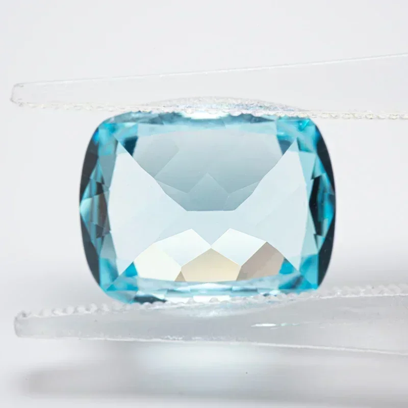 Lab Grown Sapphire Aquamarine Color Rectangular Cushion Shape VVS1 Charms DIY Jewel Making Material Selectable AGL Certificate