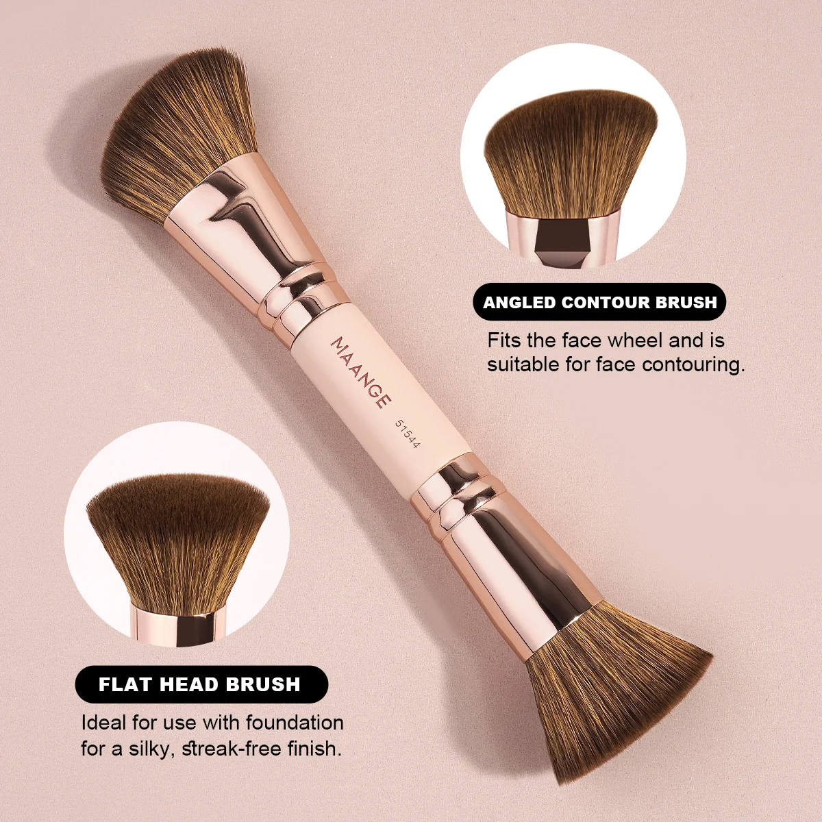 MAANGE 4本セット 両端使える ナチュラル プロ仕様 フェイスメイク ファンデーション アイシャドウブラシ 化粧品 ブレンディング ビューティー カブキブラシ