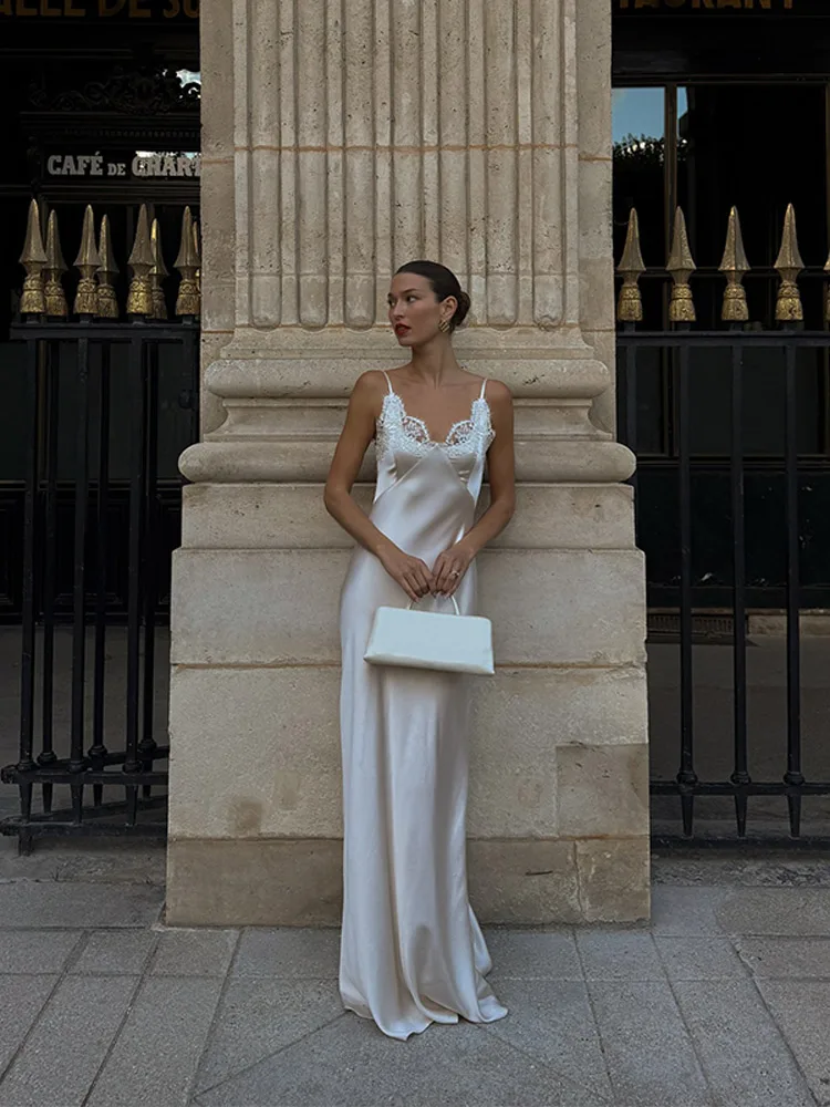 فساتين نسائية أنيقة ومثيرة بأشرطة من الدانتيل فساتين طويلة موضة رائعة كلاسيكية بقصة ضيقة كل موسم جديد للحفلات الليلية فساتين ناعمة