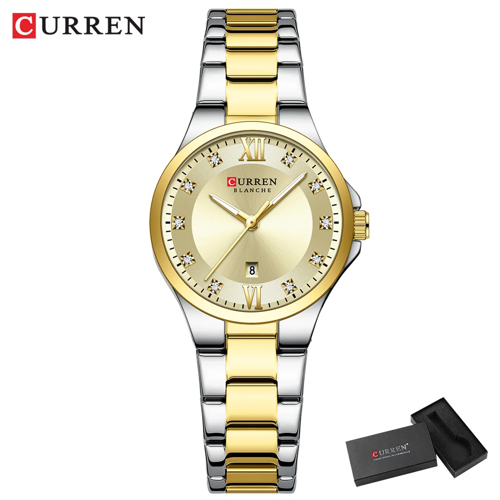 CURREN frauen Luxus Marke Uhren Einfache Quarz Auto Datum Armbanduhr Weibliche Wasserdichte Uhr Leucht Hände 9107 10